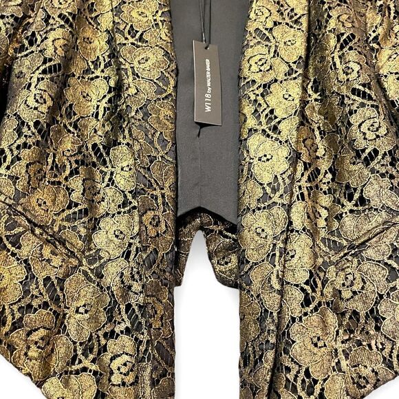 WALTER BAKER Gold Lamè Lace KHLOE JACKET.                     |Size: Medium| - Picture 5 of 8
